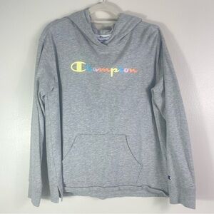 Champion Women's Middleweight Jersey Pullover Hoodie with a colorful logo